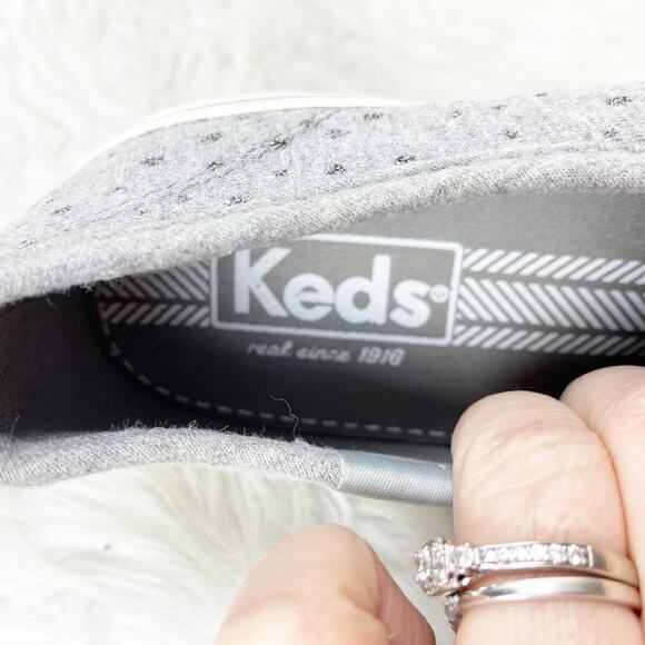 Keds 7.5 Womens Jersey Gray Textile Double Up Shoe Gitter Dot Sneakers - Picture 8 of 10